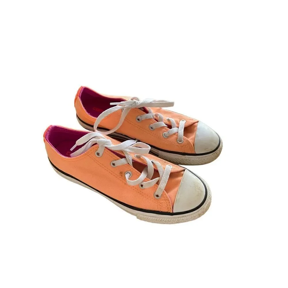 Converse Kids Girls Orange Lace Up Low Top Chuck Taylor All Star Sneakers Size 3